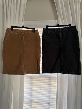 Corduroy Pencil Skirt - Brown, Green